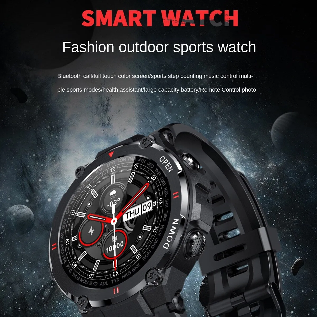 1.3 Sports Blood Oxygen Blood Pressure Health Monitoring Controlled by Music Bluetooth Calling K22 Smart Wear Watch