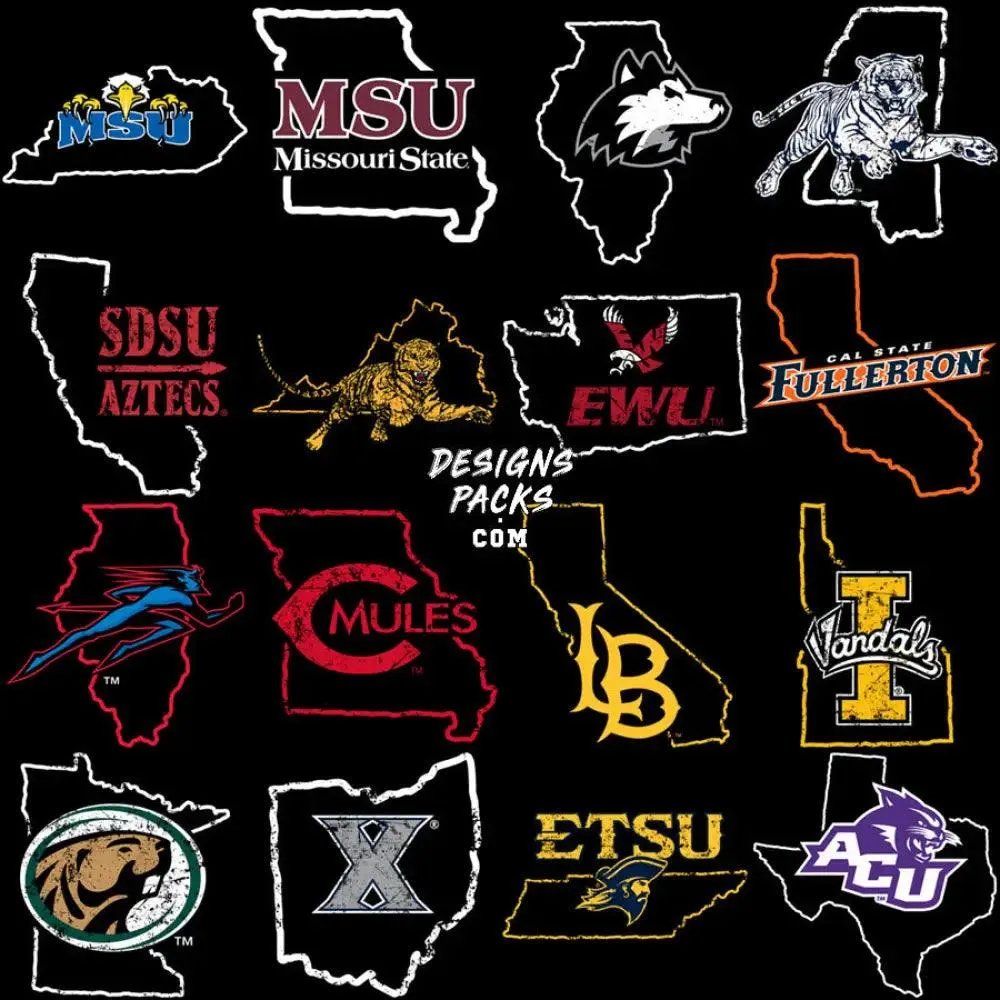 40 College University Map USA States Designs Bundle PNG