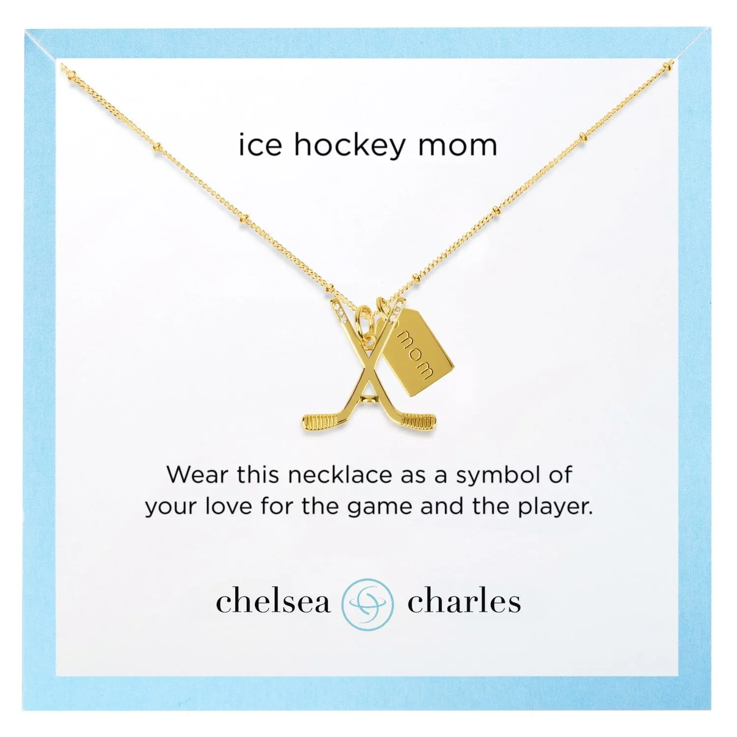 CC Sport Gold Ice Hockey Mom Double Charm Necklace