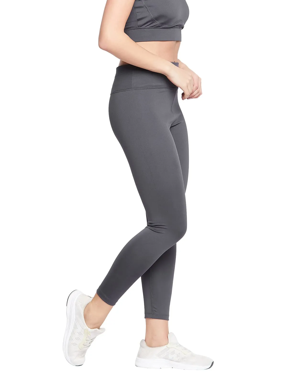 Clovia Women's Snug Fit Active Tights (AB0076P05_Grey_S)