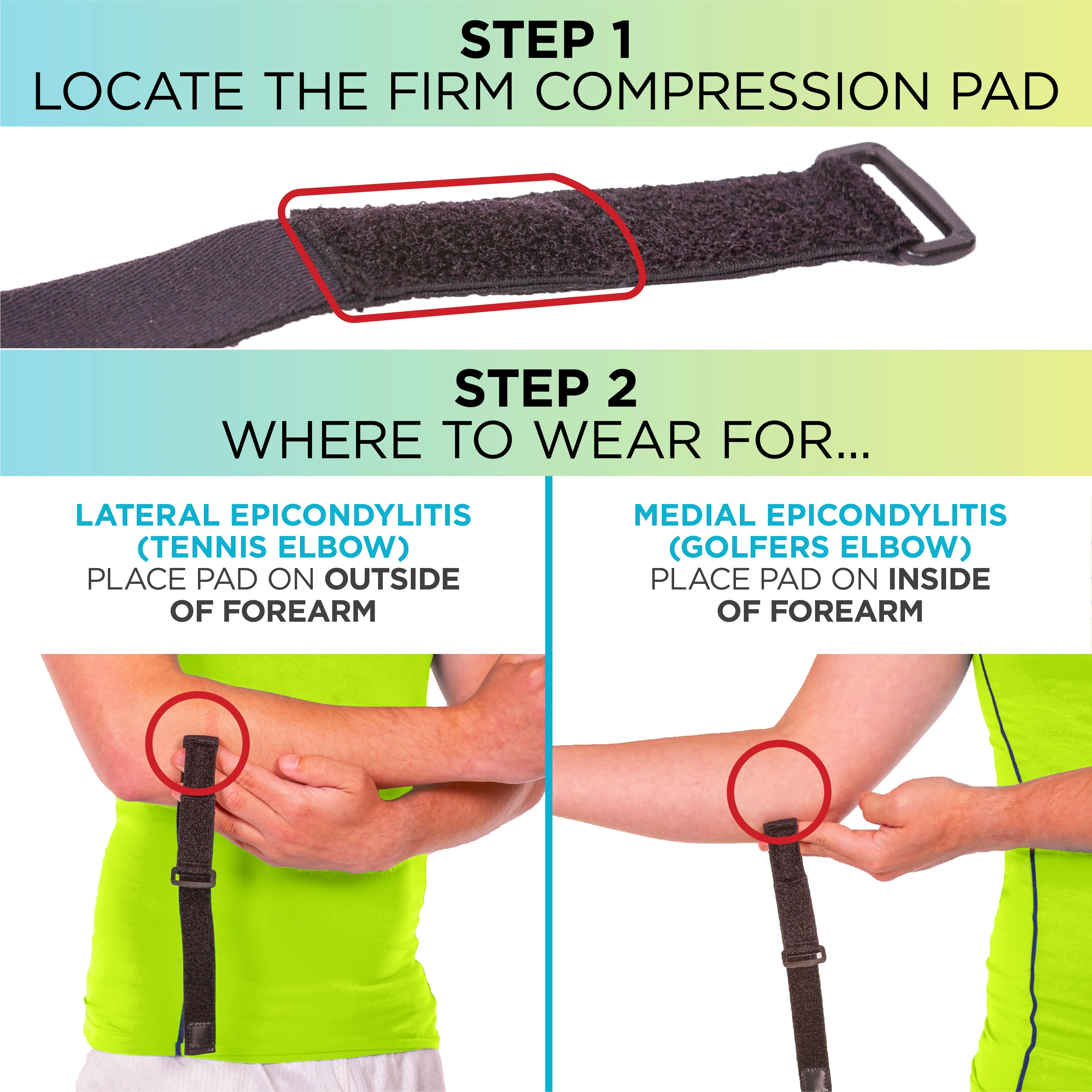 Epicondylitis Brace | Elbow Strap for Medial / Lateral Epicondyle Arm Pain & Tendonitis