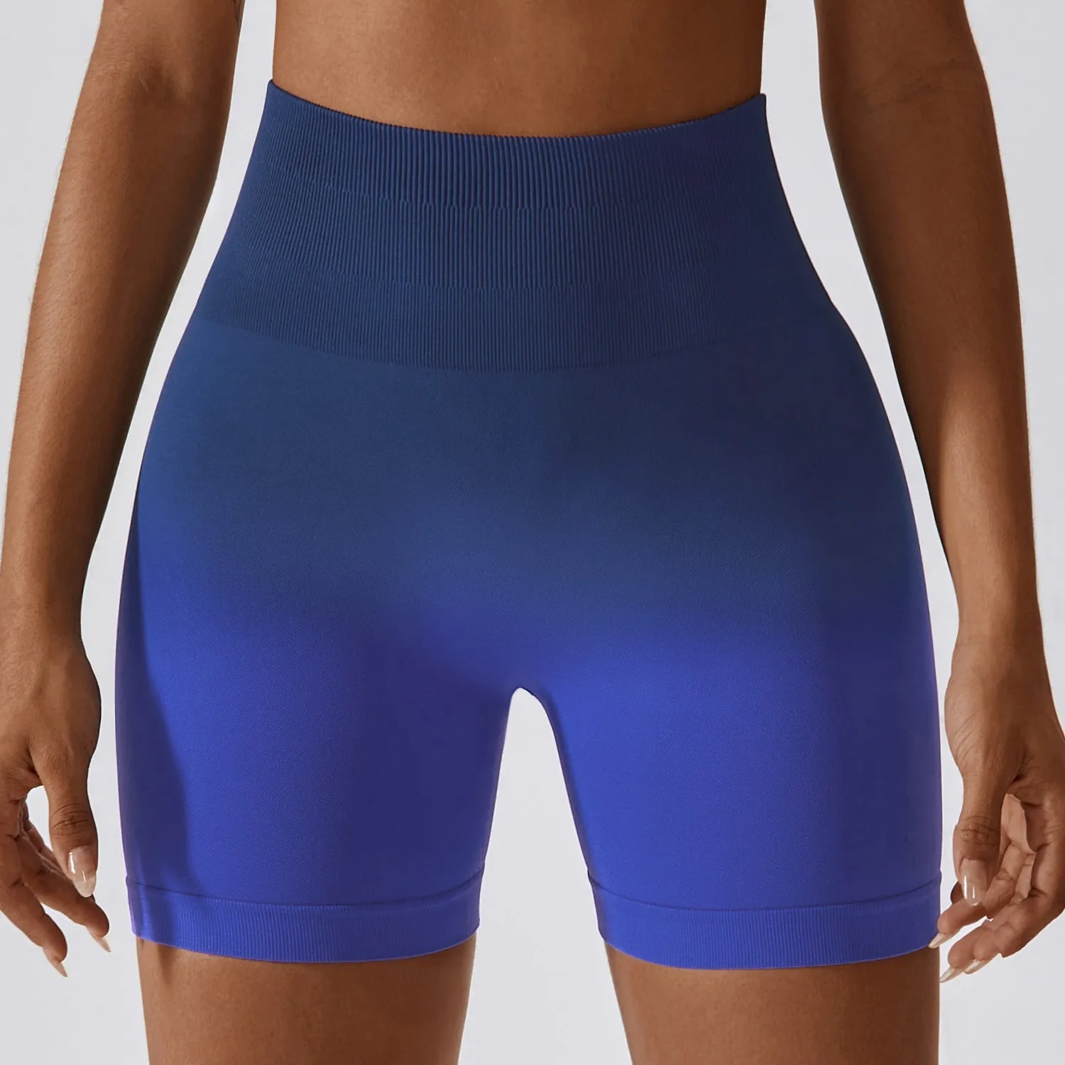 Gradient Seamless Yoga Shorts Breathable Slim Fit Sports Shorts Women High Waist Stretch Hip Lift Fitness Pants