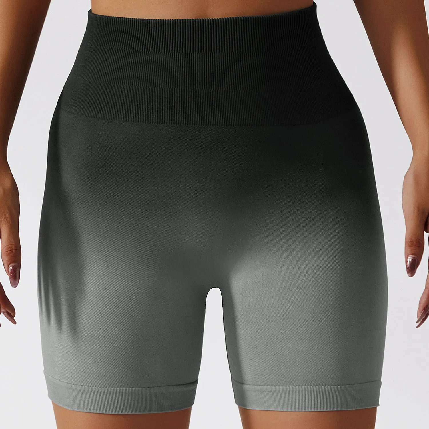 Gradient Seamless Yoga Shorts Breathable Slim Fit Sports Shorts Women High Waist Stretch Hip Lift Fitness Pants