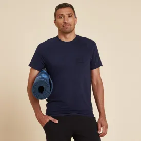 Men's soft yoga T-shirt made of natural material - dark blue KIMJALY dark blue