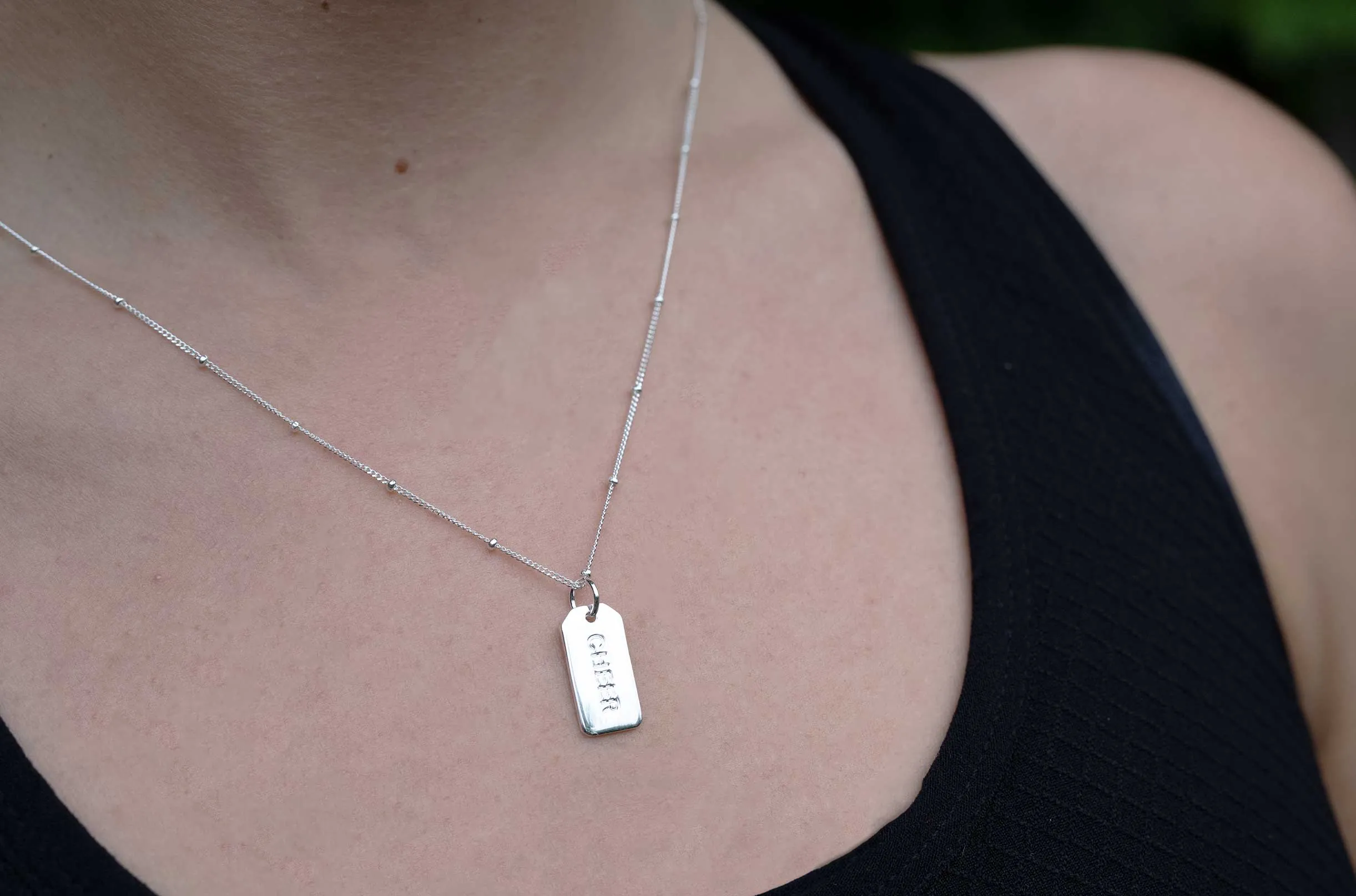 Silver Cheer Charm Necklace (Reversible)