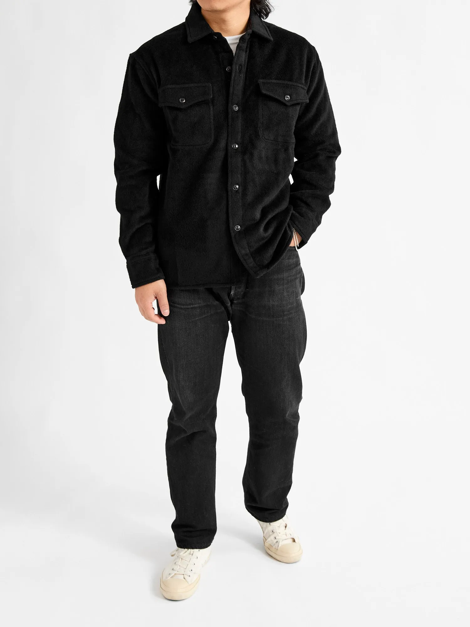 USN Overshirt in Black Wool Angora