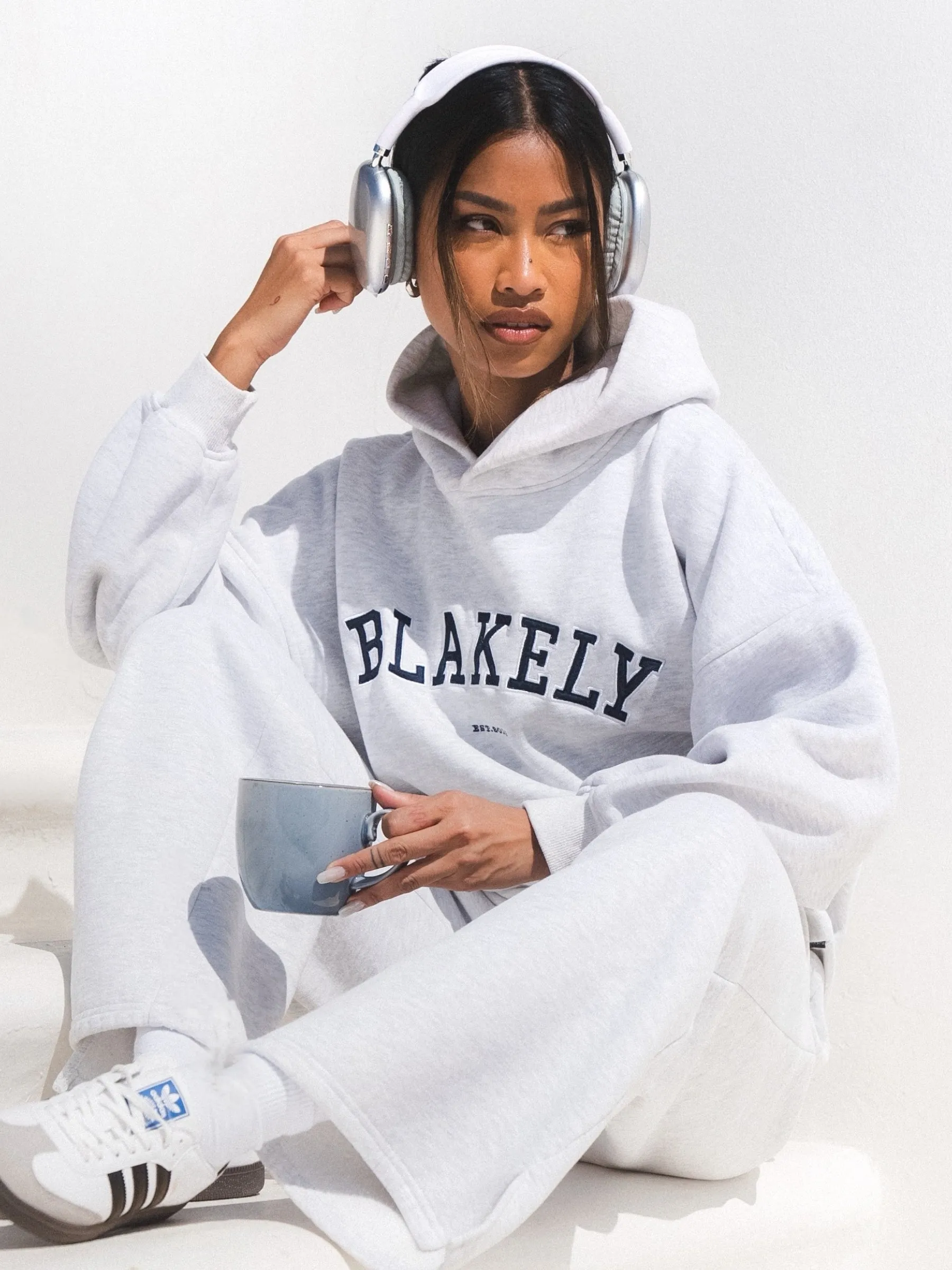 Varsity Oversized Hoodie - Marl White