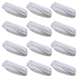 White Neck Gaiter Headbands - 12 Pack