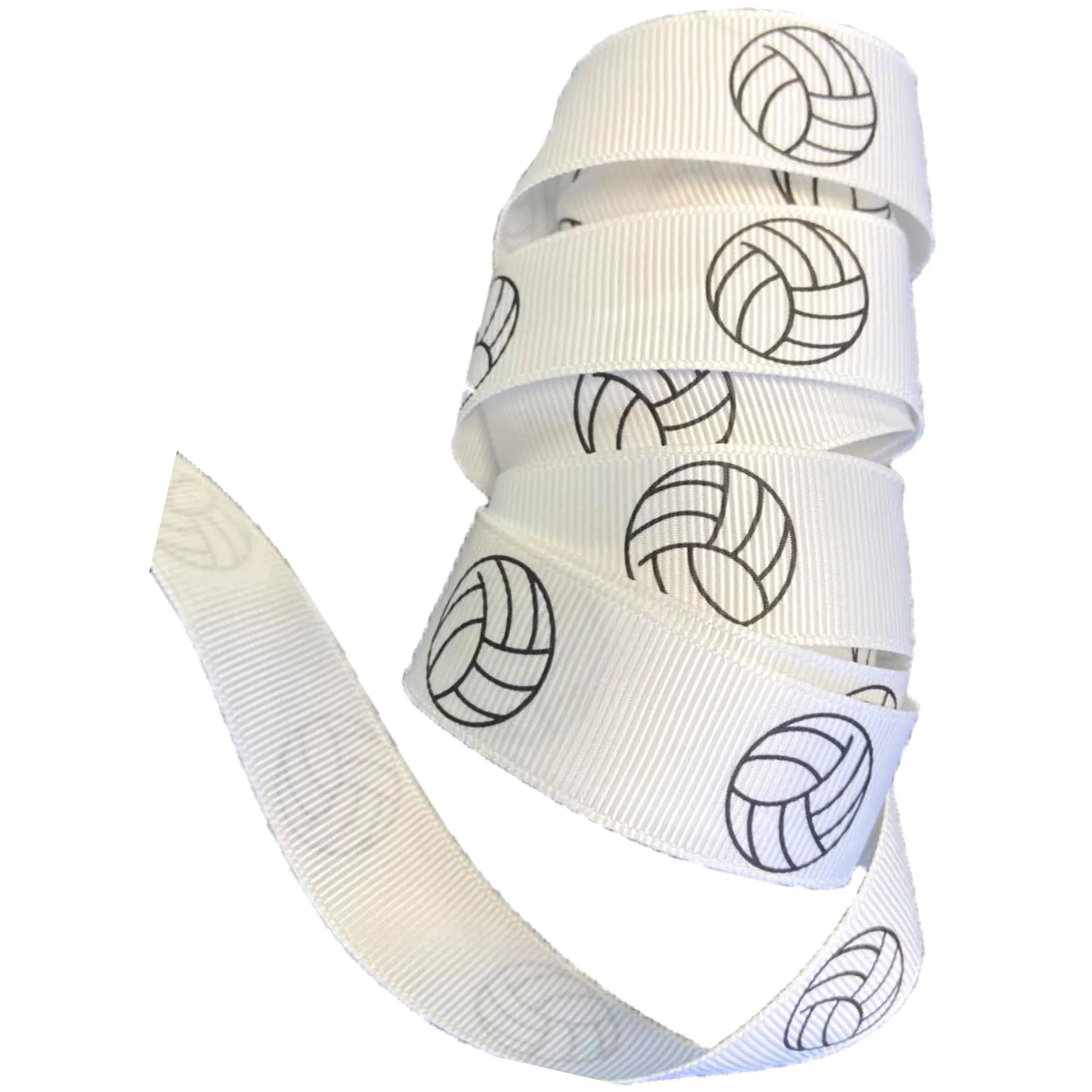 White Volleyball Sports Ribbon - 5 Yards